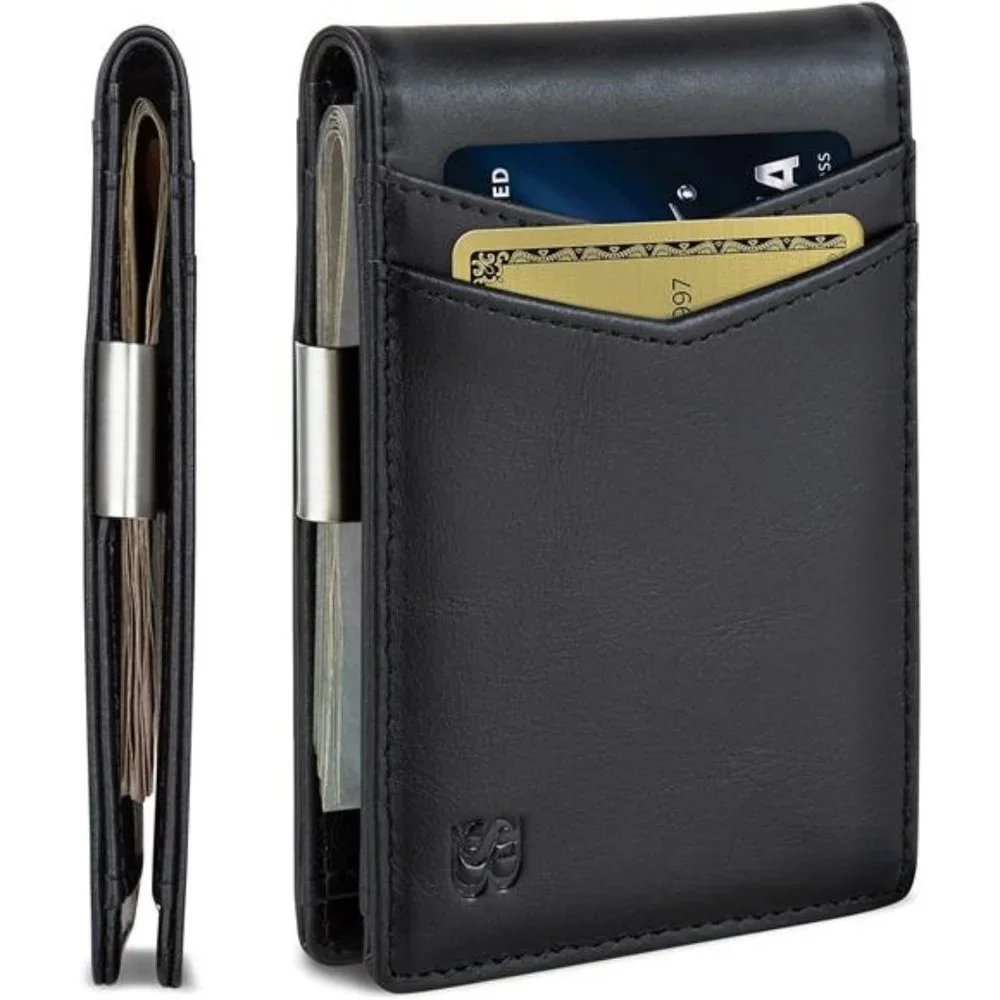 Mens Wallets slim Front Pocket RFID Blocking Card Holder Minimalist Mini Bifold